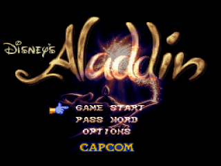 Aladdin title screen for Super Nintendo